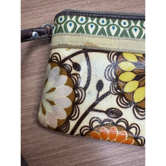 Fossil Floral Wristlet Wallet Zip Around Brown Orange Yellow Green - Picture 5 of 6